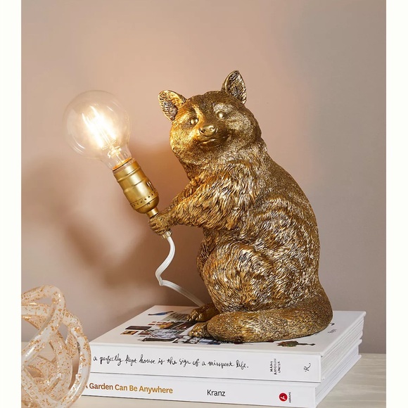 Anthropologie Icon Gold Raccoon Table Lamp